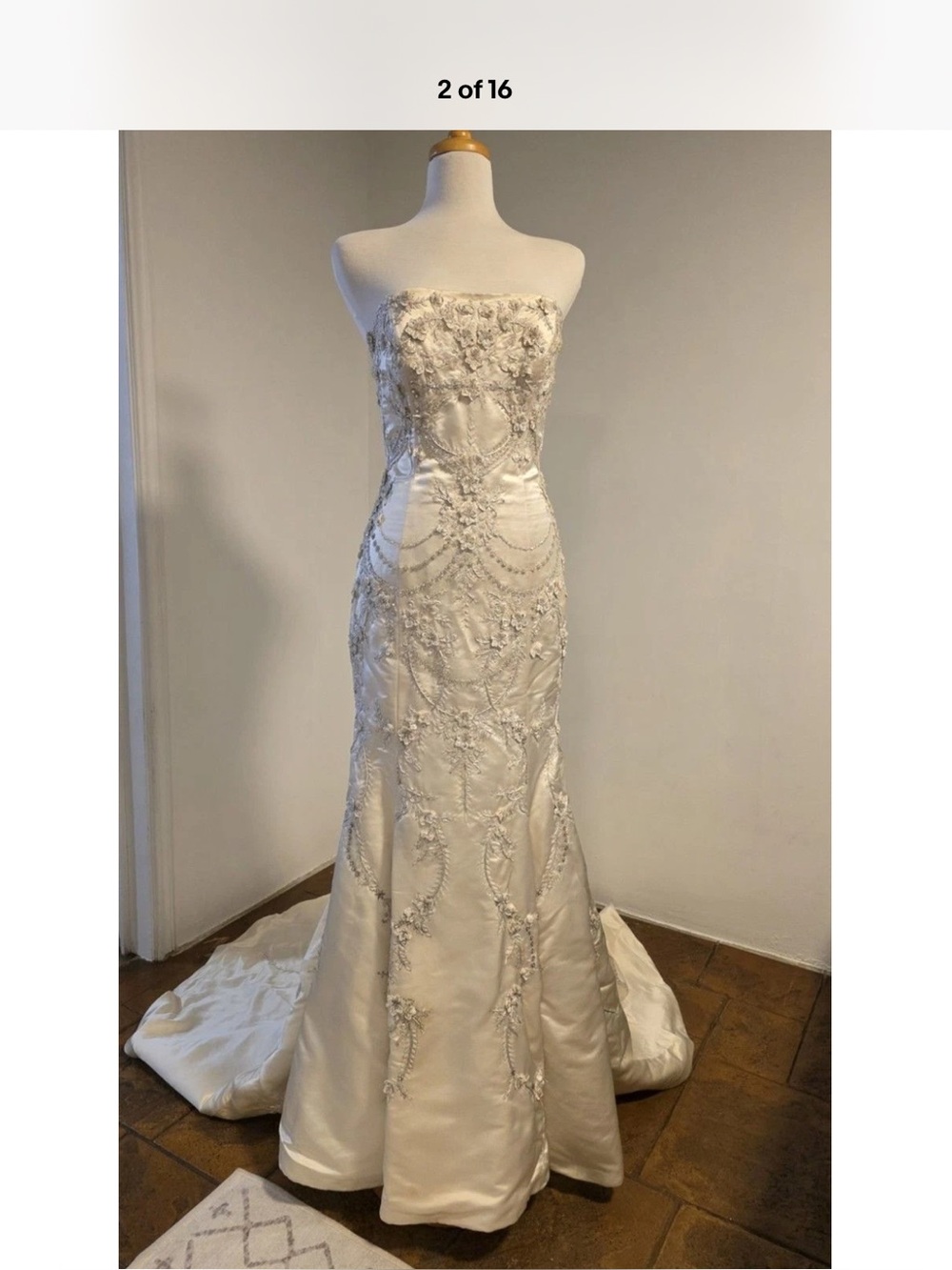 Lazaro Ivory Silk Hand Embroidered and Beaded Wedding Gown